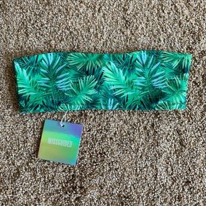 Green bandeau swim top